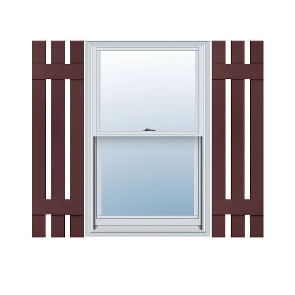 Ekena Millwork 12-in. W x 39-in. H Mid-America Vinyl, Standard Size Three Board Spaced Shutters, 167 - Bordeaux, PR 00031239167 - main